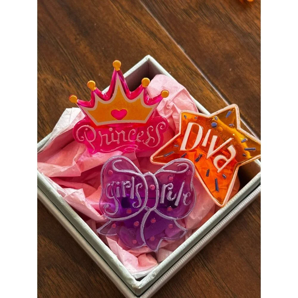 Princess Theme plastic Rings Party Favor Cupcake Cookie Topper Diva Girls Set 12